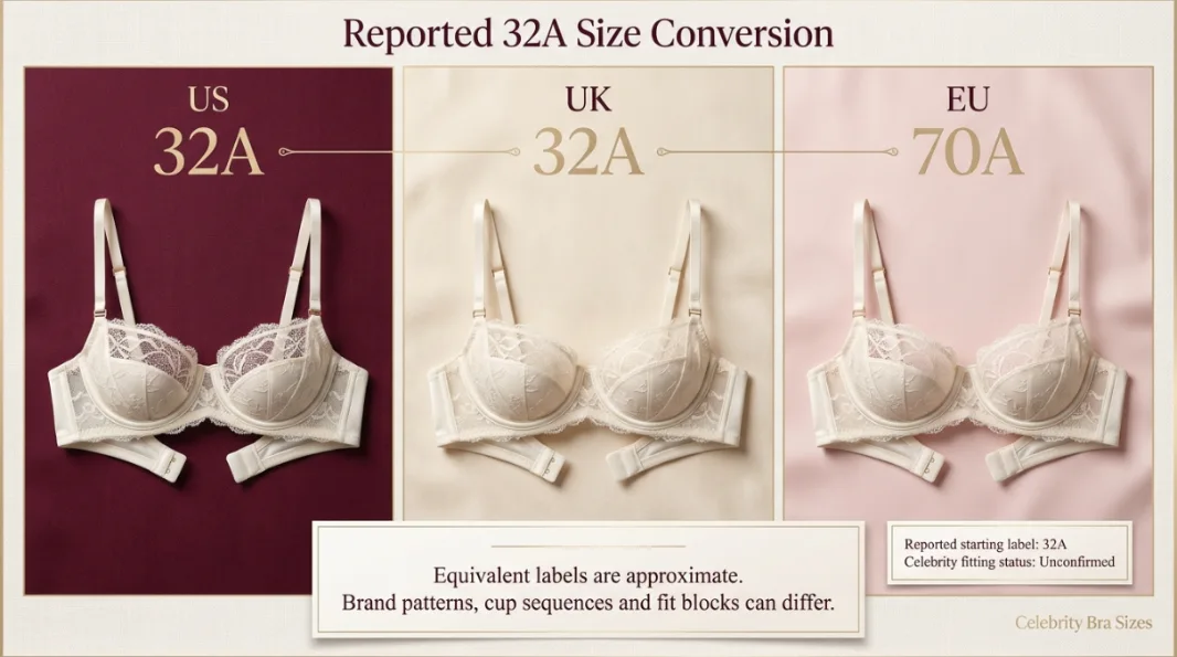 Addison Rae reported 32A bra size conversion guide for US UK and EU sizing