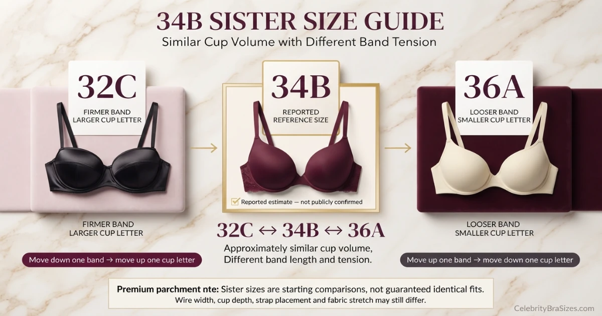 Ana de Armas reported 34B sister size guide showing 32C and 36A