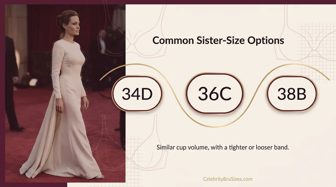 Angelina Jolie reported 36C sister size guide showing 34D and 38B