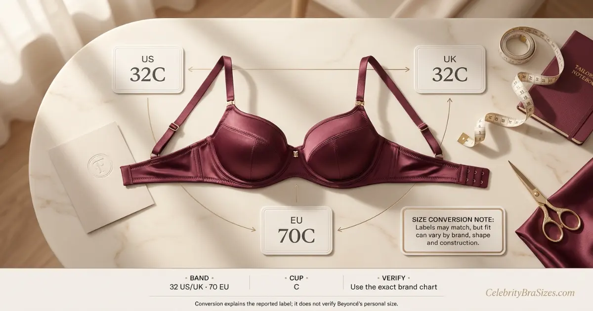 Beyoncé reported 32C bra size conversion guide for US UK and EU sizing