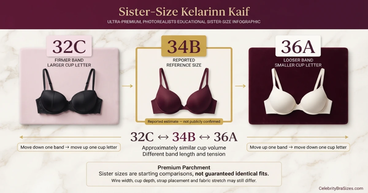 Katrina Kaif reported 34B sister size guide showing 32C and 36A