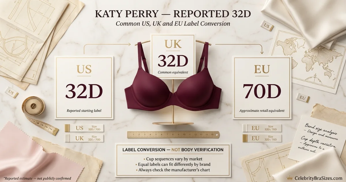 Katy Perry reported 32D bra size conversion guide for US UK and EU sizing