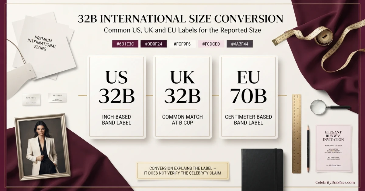 Kendall Jenner reported 32B bra size conversion guide for US UK and EU sizing