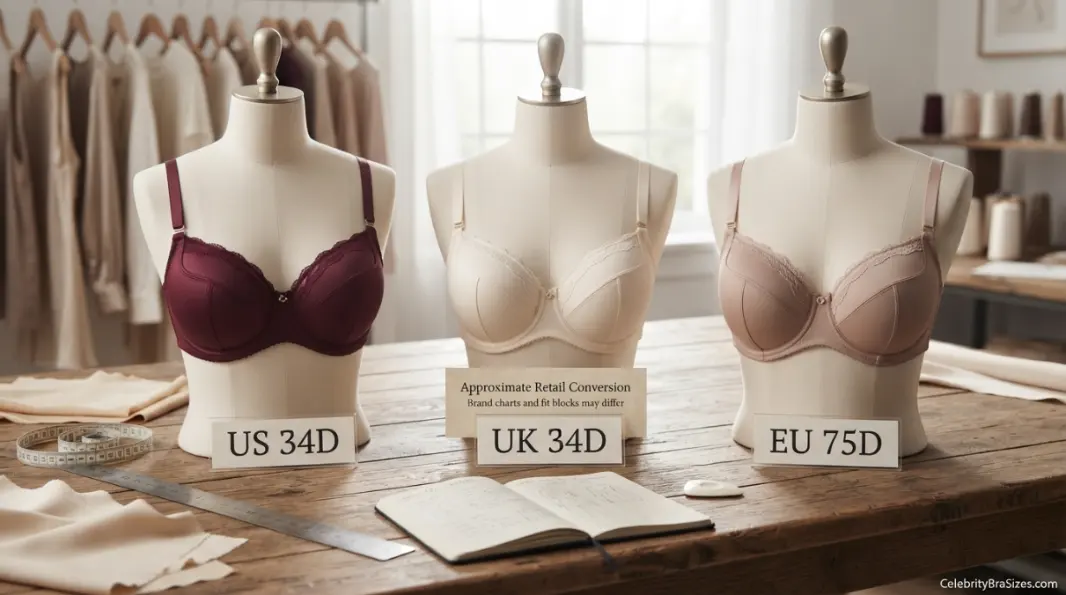 Kim Kardashian reported 34D bra size conversion guide for US UK and EU sizing
