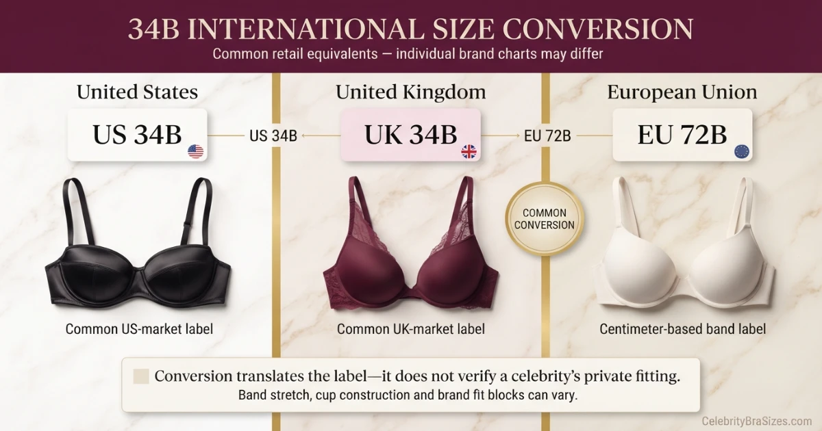 Kylie Jenner reported 34B bra size conversion guide for US UK and EU sizing