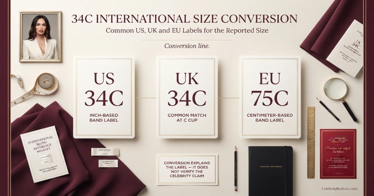 Megan Fox reported 34C bra size conversion guide for US UK and EU sizing