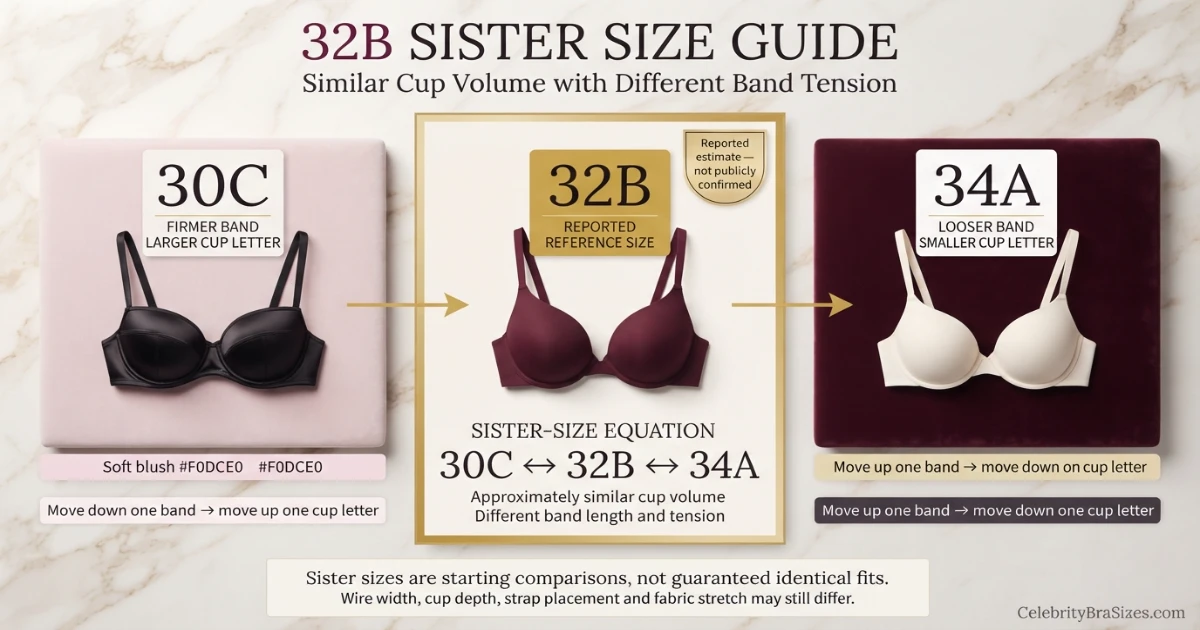Mikey Madison reported 32B sister size guide showing 30C and 34A