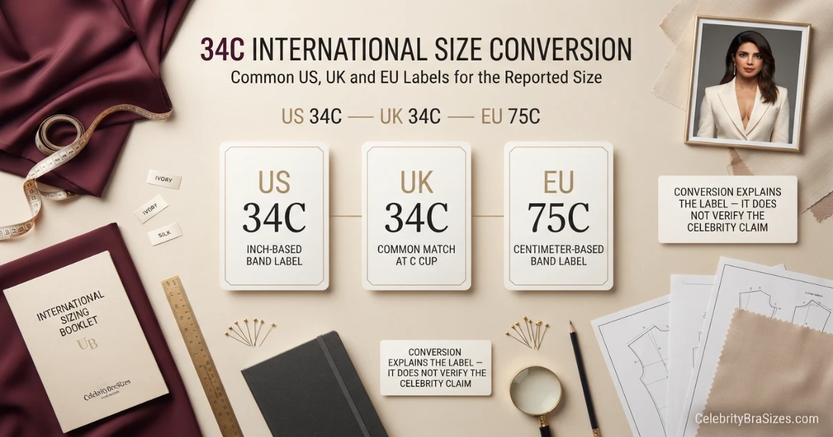 Priyanka Chopra reported 34C bra size conversion guide for US UK and EU sizing
