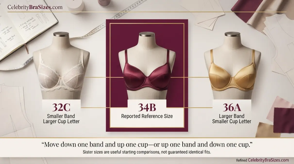 Rihanna reported 34B sister size guide showing 32C and 36A