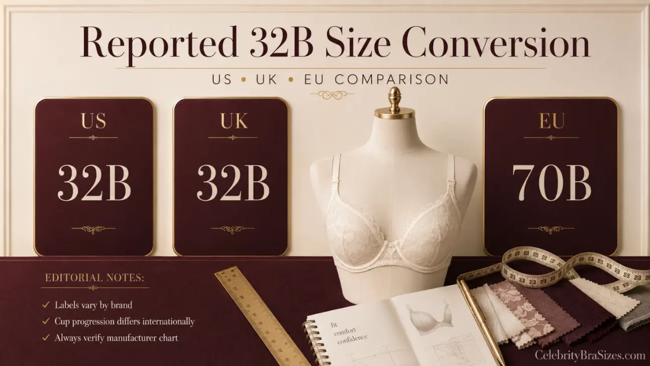 Shakira reported 32B bra size conversion guide for US UK and EU sizing