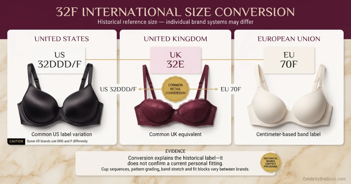 Sofía Vergara reported 32F bra size conversion guide for US UK and EU sizing