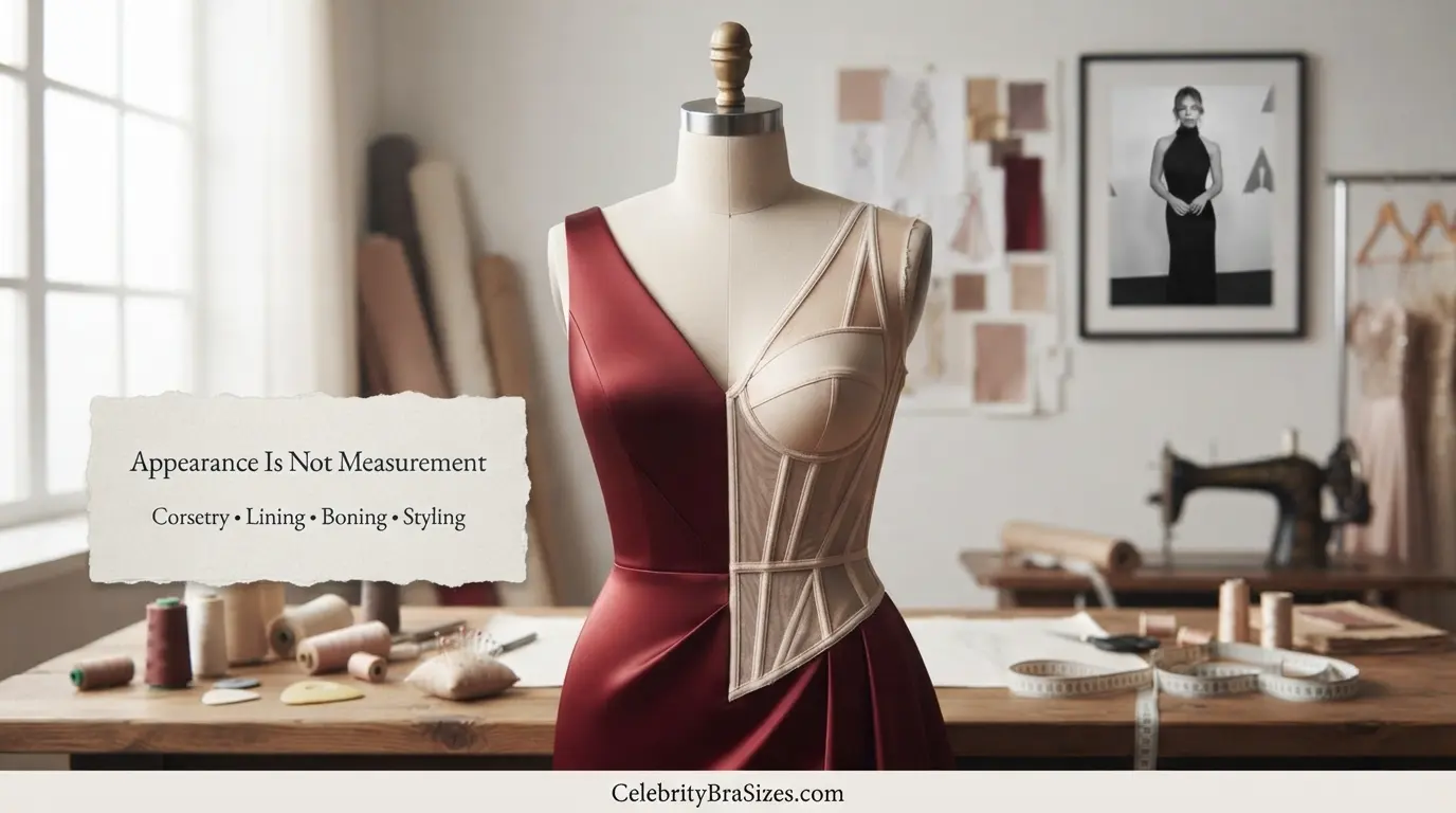 Sydney Sweeney style and garment support context explaining why photographs cannot confirm bra size