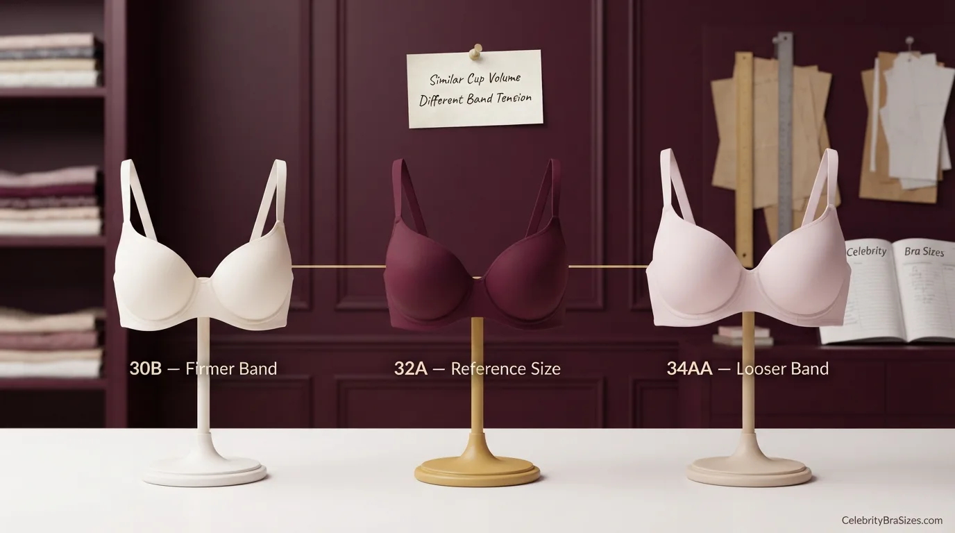Zendaya reported 32A sister size guide showing 30B and 34A