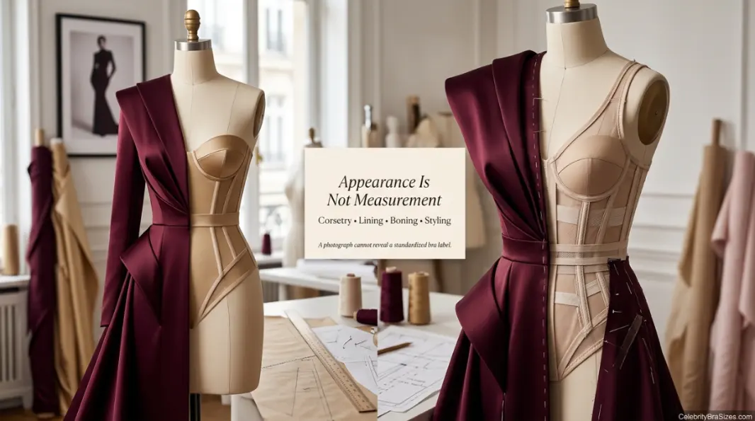 Zendaya style and garment support context explaining why photographs cannot confirm bra size