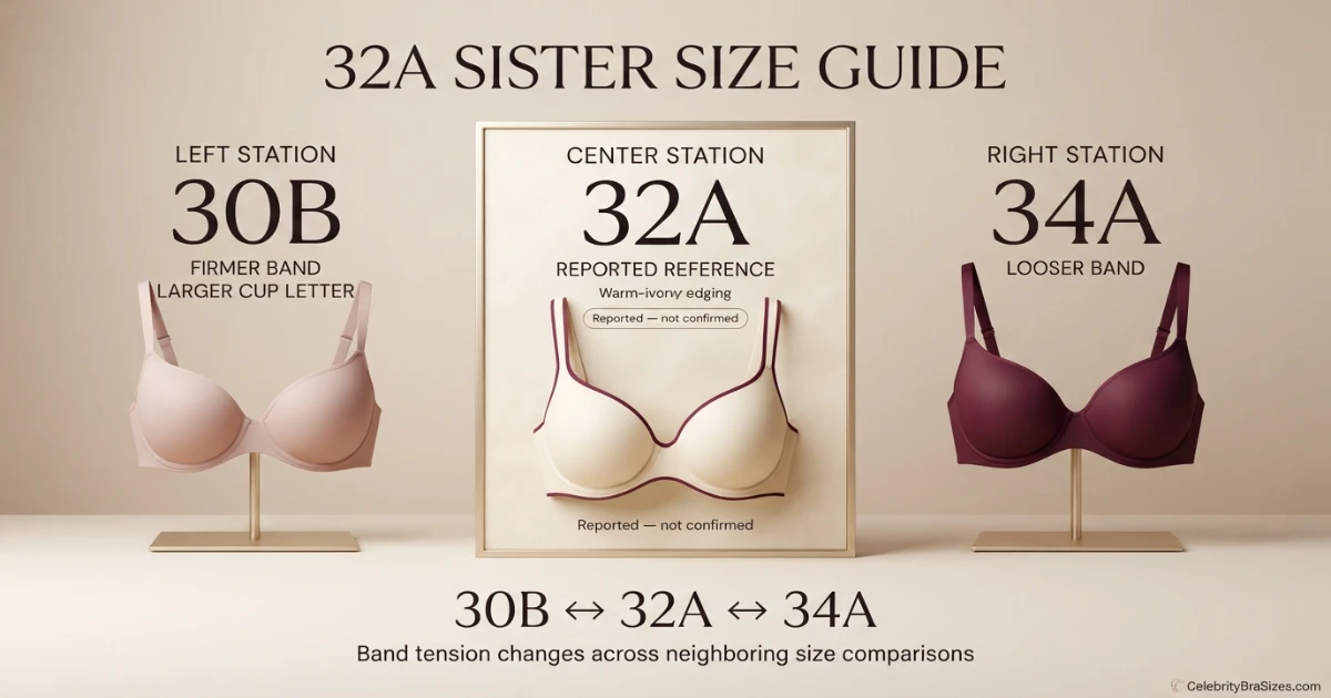 Alex Morgan reported 32A sister size guide showing 30B and 34A
