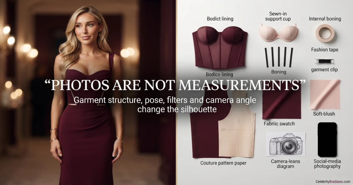 Alix Earle style and garment support context explaining why photographs cannot confirm bra size