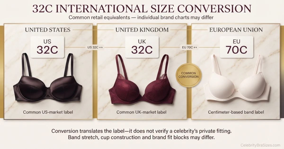 Anne Hathaway reported 32C bra size conversion guide for US UK and EU sizing