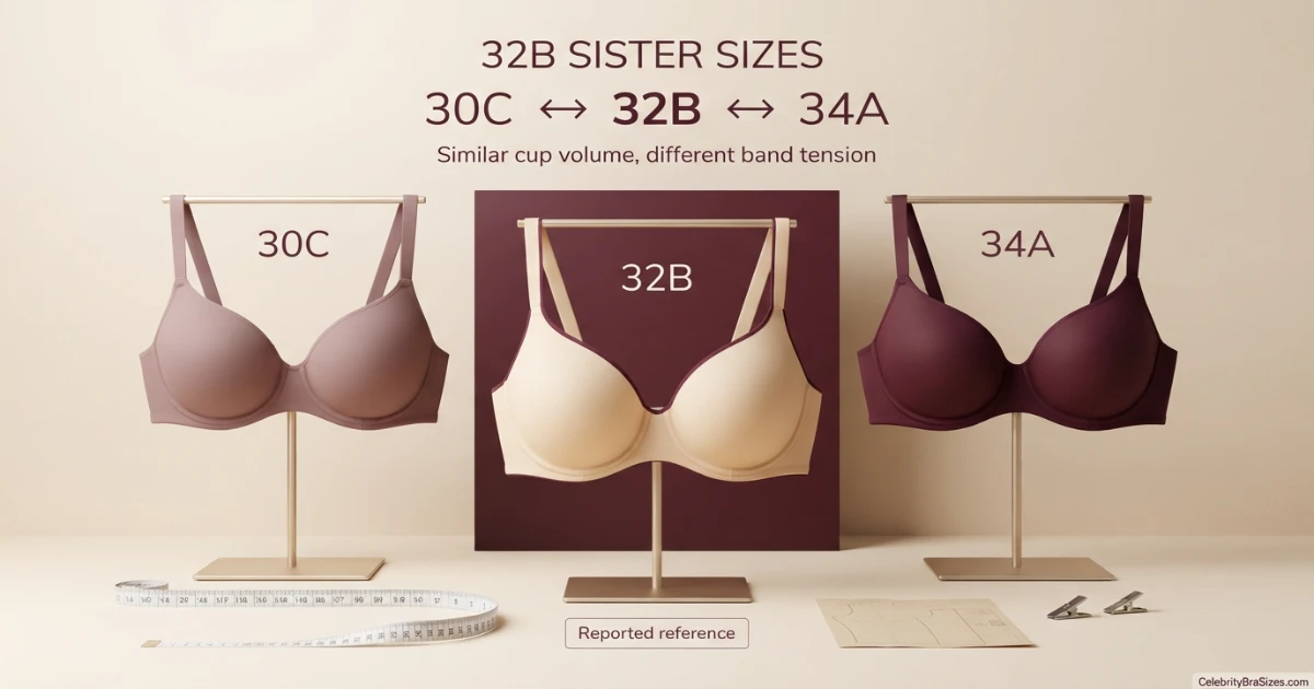 Bella Hadid reported 32B sister size guide showing 30C and 34A