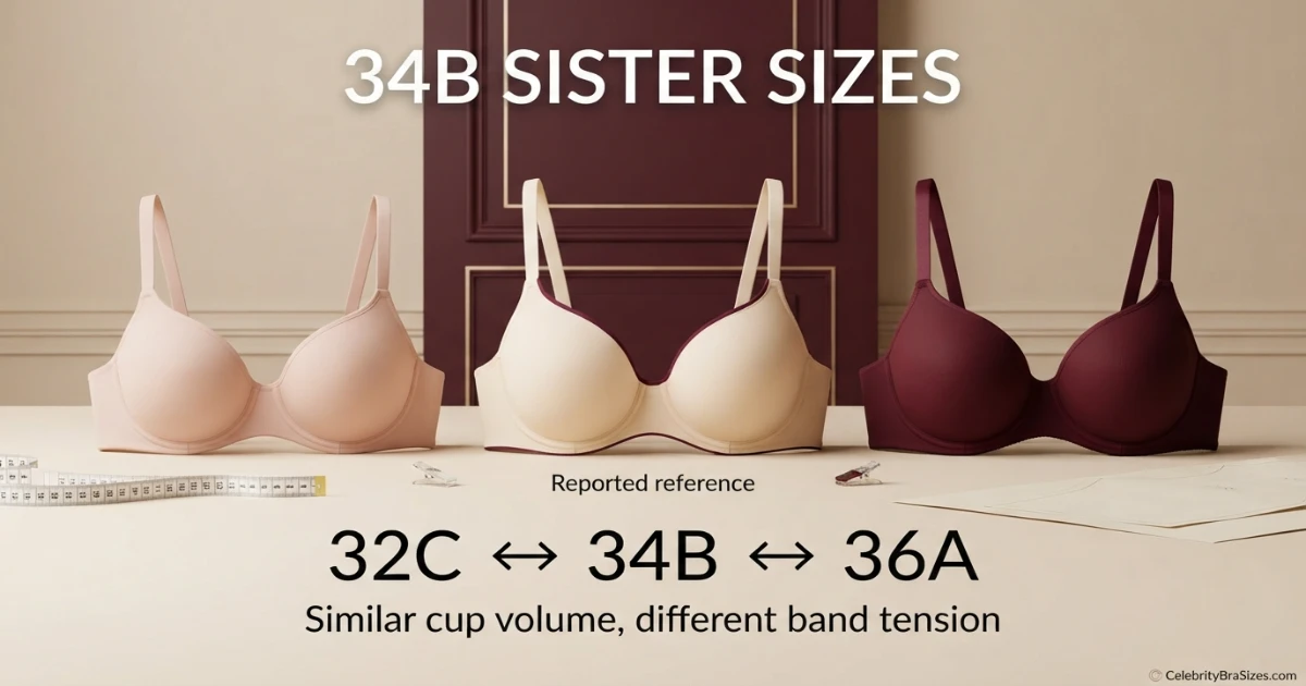 Billie Eilish reported 34B sister size guide showing 32C and 36A