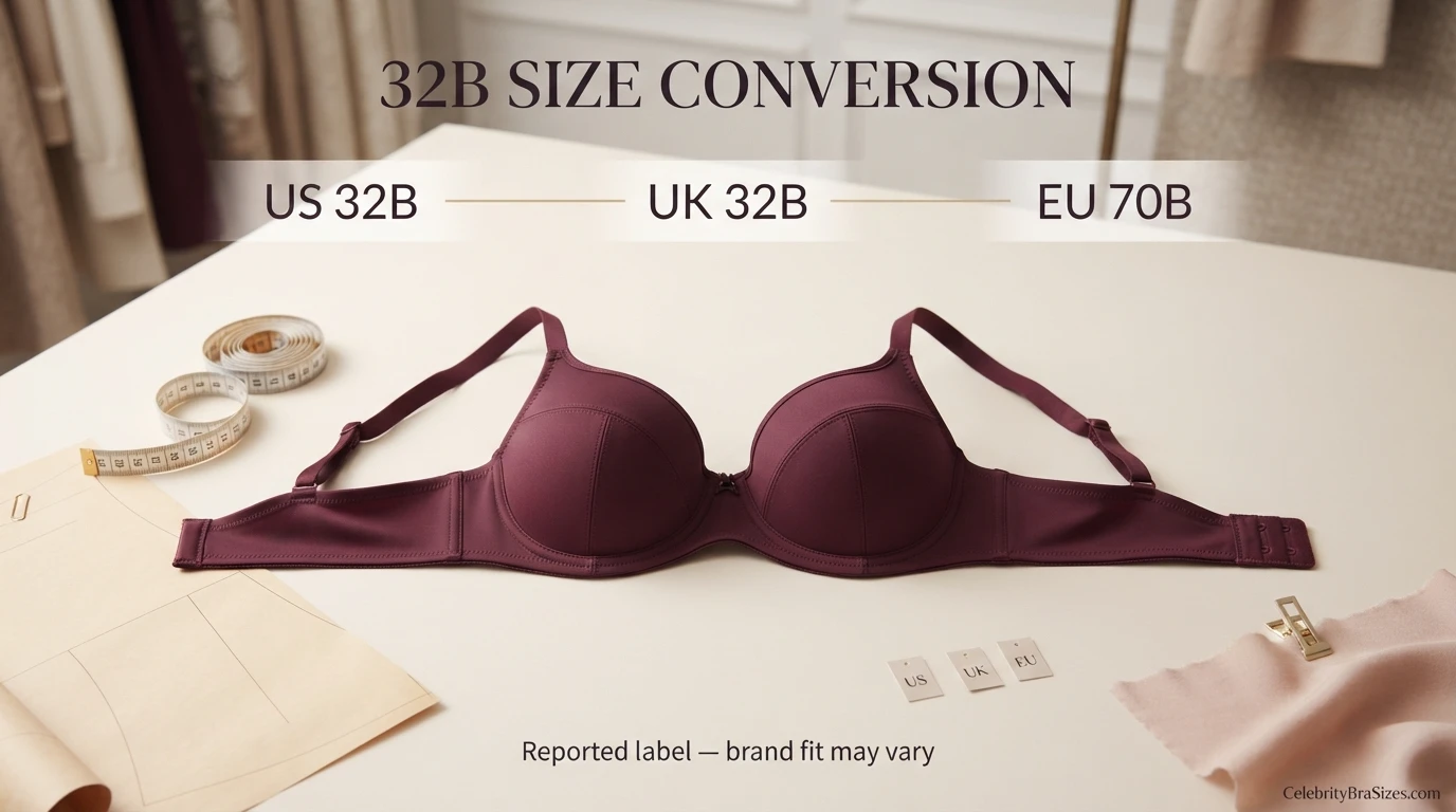 Miley Cyrus reported 32B bra size conversion guide for US UK and EU sizing