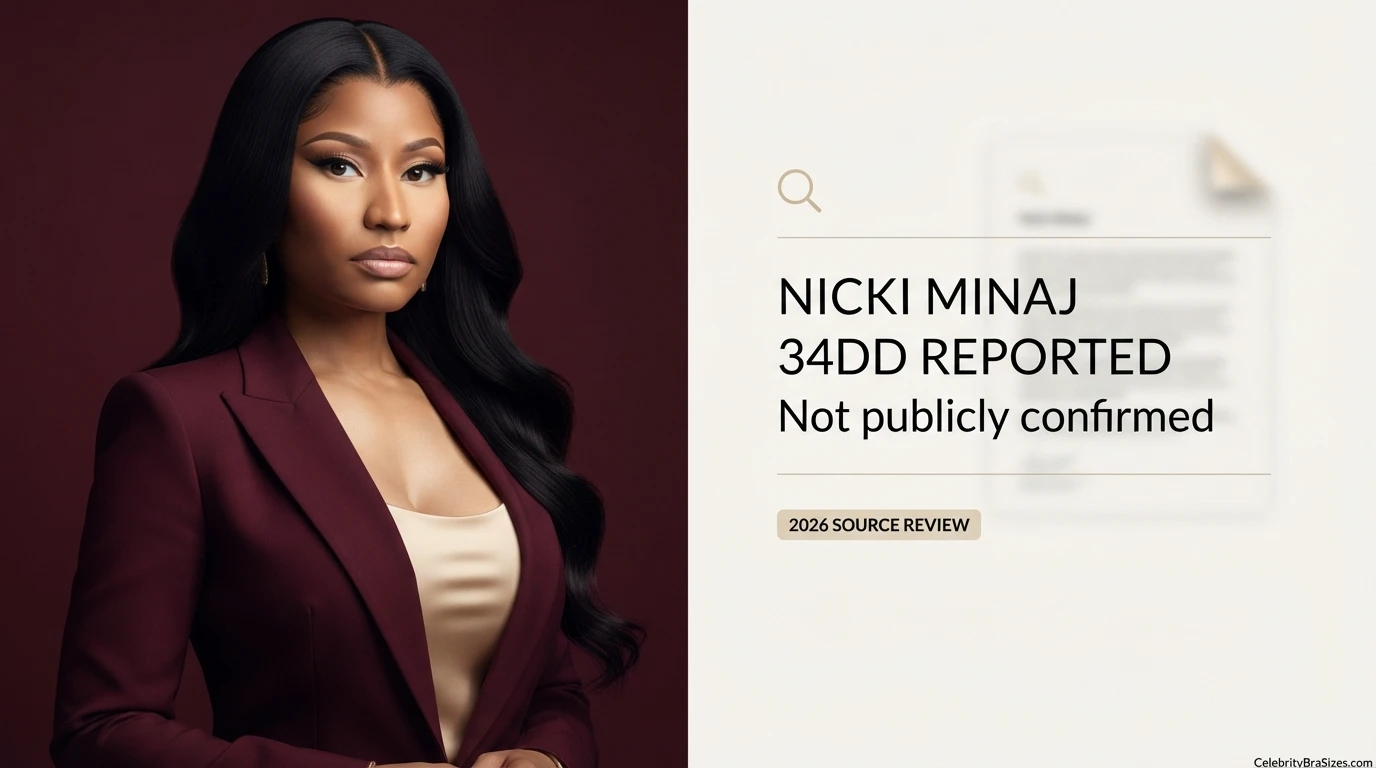 Nicki Minaj bra size source guide showing the 34DD reported claim and its evidence status