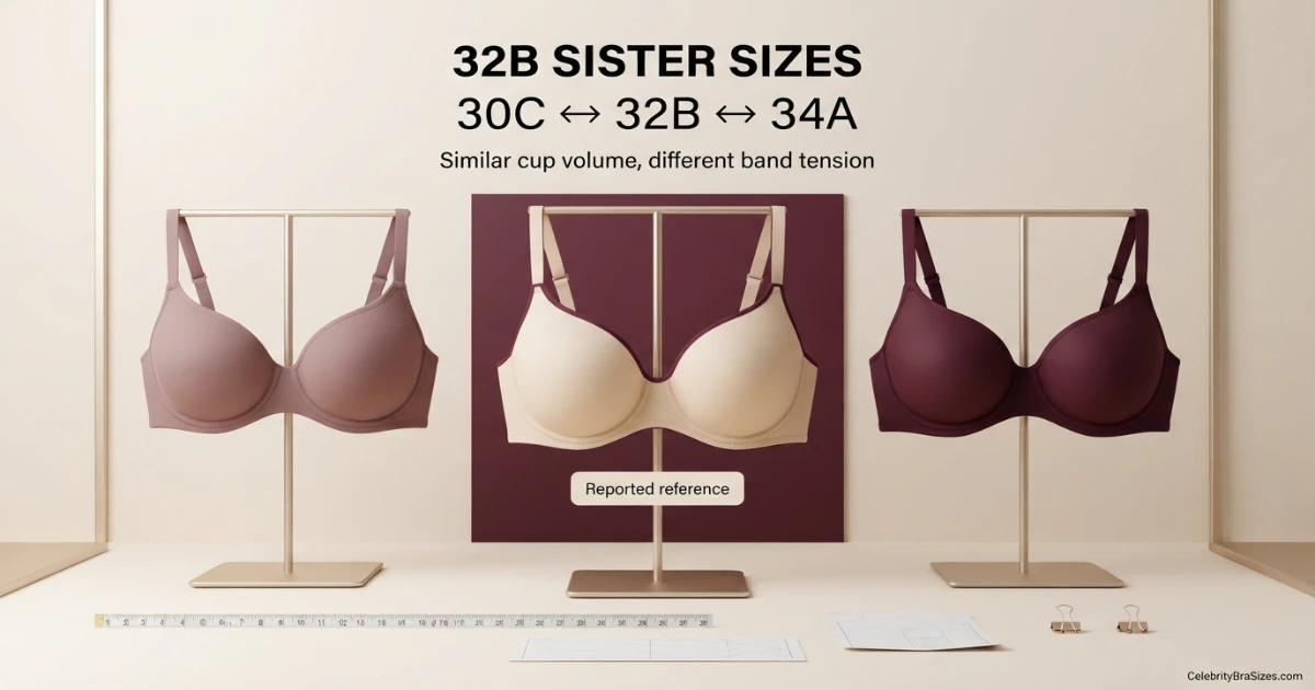 Tyla reported 32B sister size guide showing 30C and 34A